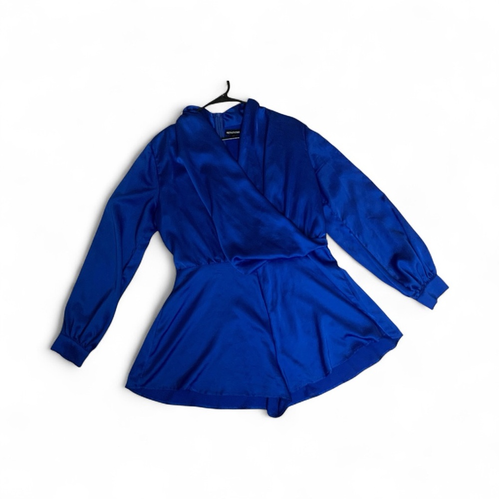 Blue Long Sleeve Wrap romper